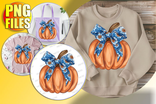 Sweet Pumpkin with Bow for Sublimation - Autumn PNG Sublimation afrosvg 