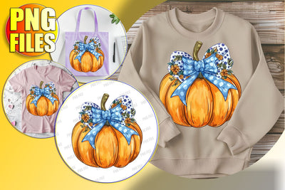Sweet Pumpkin with Bow Sublimation Clipart - Fall Design Sublimation afrosvg 