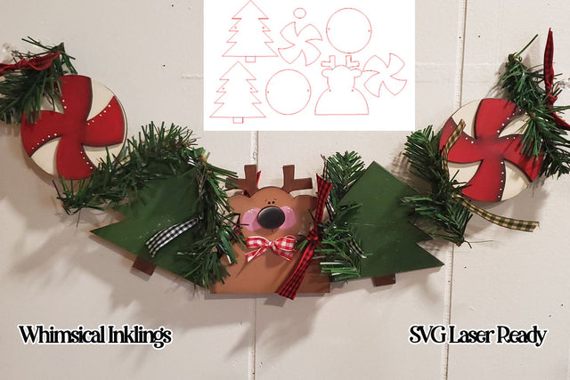 Sweet Reindeer Garland Christmas laser SVG SVG Whimsical Inklings 