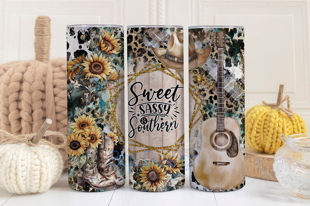 Sweet Sassy and Southern 20oz Tumbler Straight and Tapered Wrap PNG, Cute Sweet Tumbler, Cute Sassy Tumbler, Cute Southern Tumbler Sublimation BouDesign 