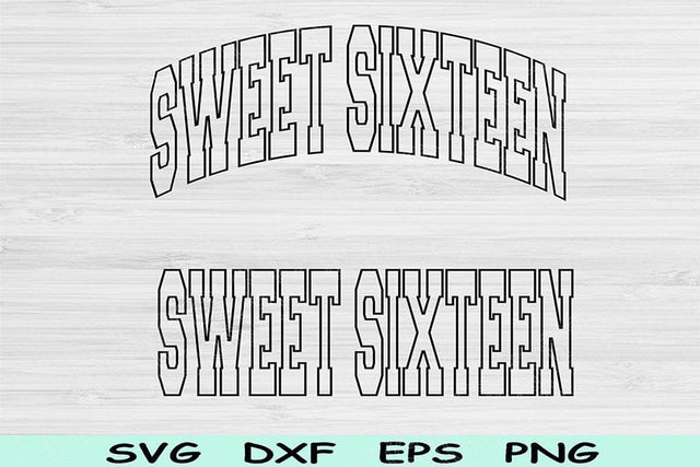 Sweet Sixteen Svg Cut Files, 16th Birthday Svg Files For Cricut, Teenager Svg, Sweet Sixteen Png, Sixteenth Svg Block Text Svg Sublimation SVG TiffsCraftyCreations 