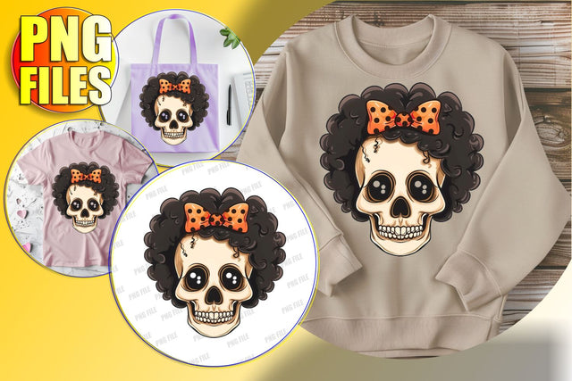 Sweet Skull with Bow for Sublimation - Autumn PNG Sublimation afrosvg 