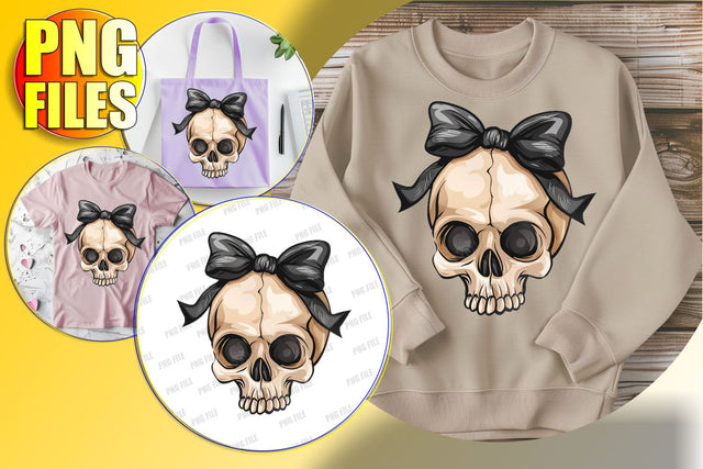 Sweet Skull with Bow for Sublimation - Fall Design PNG Sublimation afrosvg 