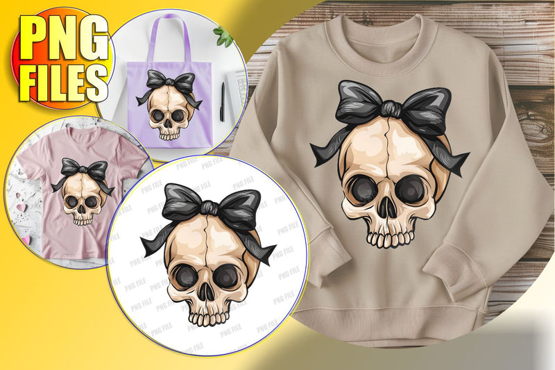Sweet Skull with Bow for Sublimation - Fall Design PNG Sublimation afrosvg 