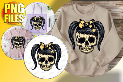 Sweet Skull with Bow for Sublimation - Fall Halloween PNG Sublimation afrosvg 