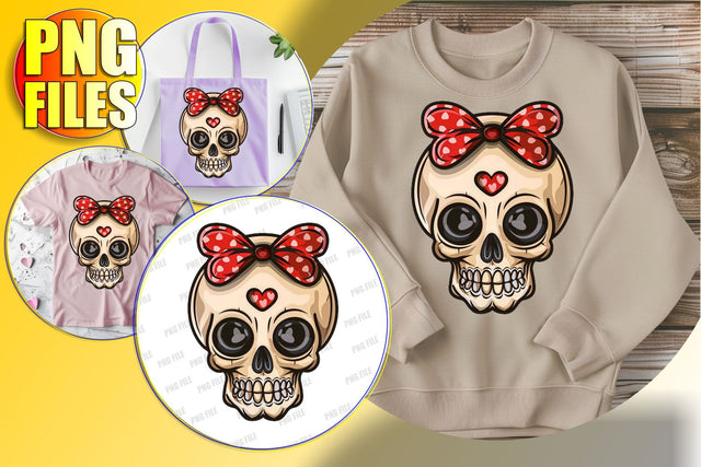 Sweet Skull with Bow Sublimation Clipart - Halloween Design Sublimation afrosvg 