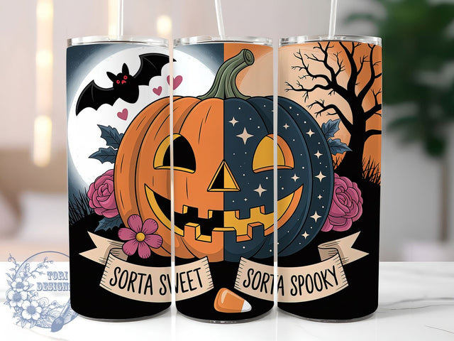Sweet & Spooky Halloween Pumpkin Tumbler, Cute Creepy Cup Wrap, 20Oz Sublimation, Halloween Pumpkin Drinkware, Cozy Scary Mug, Autumn Pumpkin Wrap, Playful Spooky Cup Print Sublimation ToriDesigns 