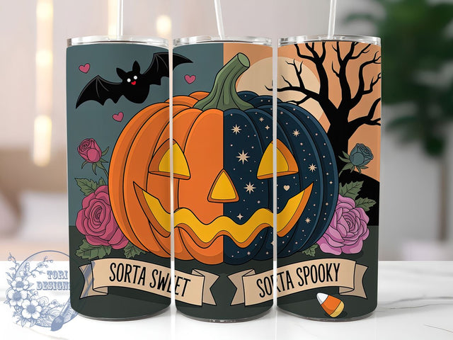 Sweet & Spooky Halloween Pumpkin Tumbler, Cute Creepy Cup Wrap, 20Oz Sublimation, Halloween Pumpkin Drinkware, Cozy Scary Mug, Autumn Pumpkin Wrap, Playful Spooky Cup Print Sublimation ToriDesigns 