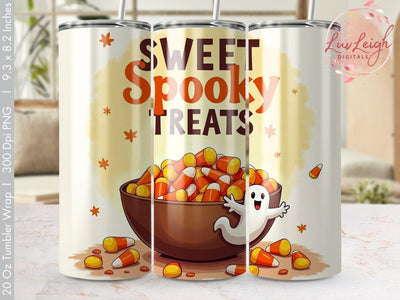Sweet Spooky Treats Halloween Tumbler Wrap PNG Sublimation Luvleigh Digitals 