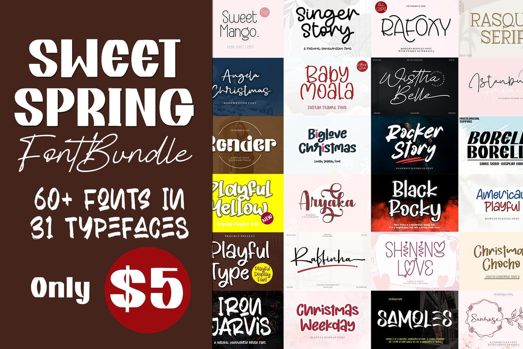 SWEET SPRING FONT BUNDLE - So Fontsy