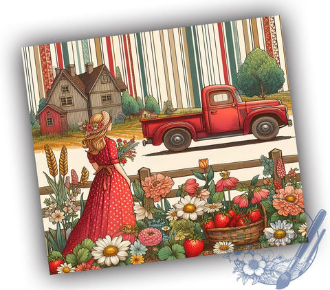 Sweet Strawberry Girl 20oz Skinny Tumbler, Strawberry Fruits Tumbler Png, Straight & Tapered Tumbler Wrap, Instant Digital Download Sublimation ToriDesigns 