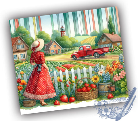 Sweet Strawberry Girl 20oz Skinny Tumbler, Strawberry Fruits Tumbler Png, Straight & Tapered Tumbler Wrap, Instant Digital Download Sublimation ToriDesigns 