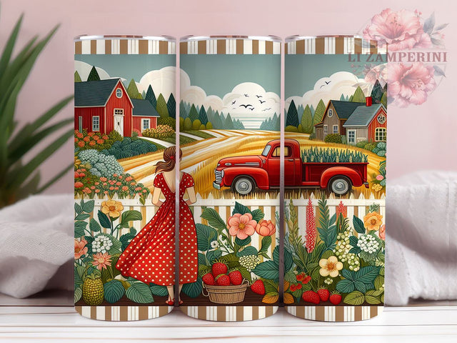 Sweet Strawberry Girl 20oz Tumbler Wrap PNG, Strawberry Fruits Tumbler Png, Straight & Tapered Tumbler Wrap, Instant Digital Download Sublimation Li Zamperini 