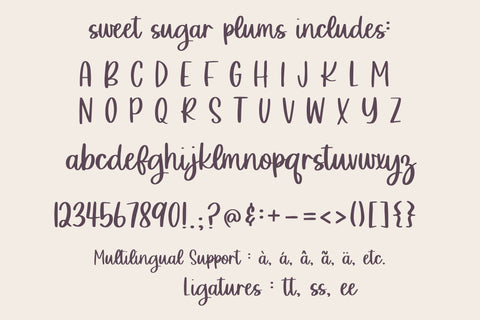 Sweet Sugar Plums, Cute Holiday Handwritten Font, Cursive Handwriting Font Designing Digitals 