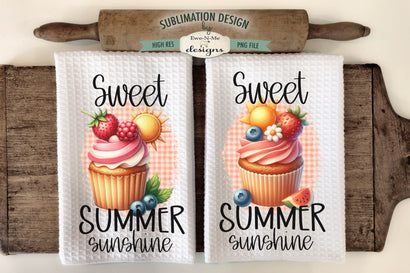 Sweet Summer Sunshine Cupcakes - Kitchen Towel Sublimation Designs Sublimation Ewe-N-Me Designs 