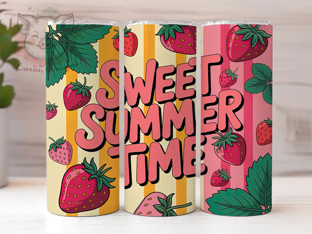 Sweet Summer Time 20oz Tumbler, Sweet Pink Wrap, Retro Summer Sublimation PNG, Feminine Summer Design, Vintage Summer Vibes, 20oz Tumbler Wrap, Sublimation Design PNG, Cute Summer Gift Sublimation Lara' s Designs 
