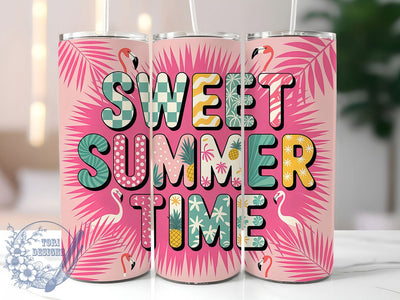 Sweet Summer Time 20oz Tumbler, Vibrant Summer Wrap, Summertime PNG, 20oz Skinny Tumbler, Summer Sublimation, Colorful Beach Art, Tropical Summer Graphic, Vacation Vibes Design Sublimation ToriDesigns 