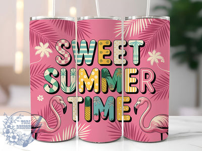 Sweet Summer Time 20oz Tumbler, Vibrant Summer Wrap, Summertime PNG, 20oz Skinny Tumbler, Summer Sublimation, Colorful Beach Art, Tropical Summer Graphic, Vacation Vibes Design Sublimation ToriDesigns 