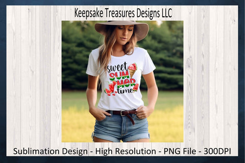 Sweet Summer Time Watermelon Sublimation PNG Design, Summer T-Shirt, Patio Summer Pillow, Summertime Home Decor, Digital Download Sublimation Keepsake Treasures Designs LLC. 