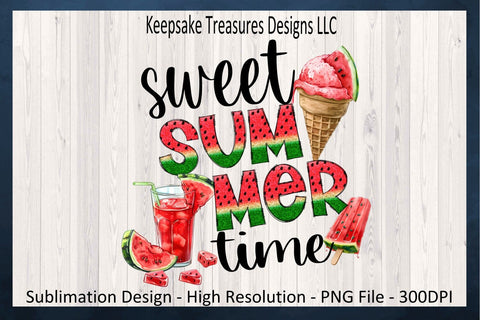 Sweet Summer Time Watermelon Sublimation PNG Design, Summer T-Shirt, Patio Summer Pillow, Summertime Home Decor, Digital Download Sublimation Keepsake Treasures Designs LLC. 