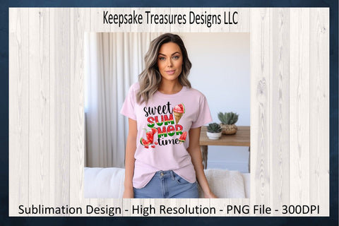 Sweet Summer Time Watermelon Sublimation PNG Design, Summer T-Shirt, Patio Summer Pillow, Summertime Home Decor, Digital Download Sublimation Keepsake Treasures Designs LLC. 