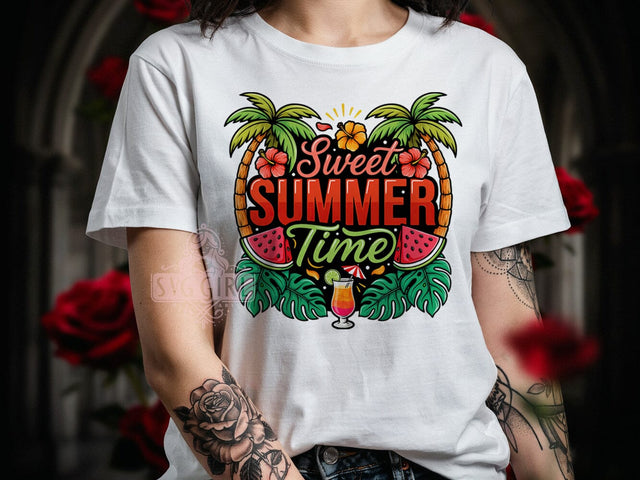 Sweet Summer Vibes T-Shirt PNG, Sweet Summer, Palm Trees, Tropical Vibes, Beach Shirt, Sublimation PNG, Vacation Style, Island Life Sublimation SvggirlplusArt 