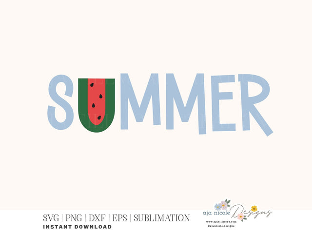 Sweet Summer Vibes - Watermelon Word Art SVG Cut File SVG Aja Nicole Designs 