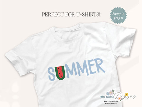 Sweet Summer Vibes - Watermelon Word Art SVG Cut File SVG Aja Nicole Designs 