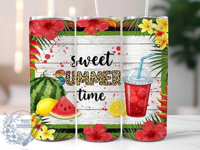 Sweet Summertime Beach Tumbler Wrap, Sweet Summertime Design, 20oz Sublimation Wrap, Beach Vibes Tumbler, Bright Summer Cup, Tropical Tumbler Design, Fun Summer Wrap Sublimation ToriDesigns 