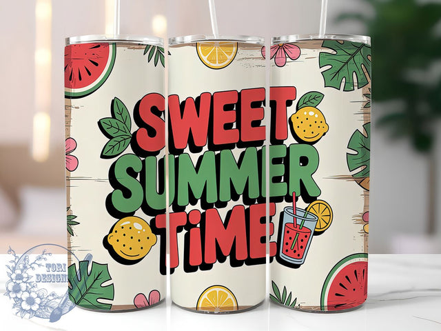 Sweet Summertime Beach Tumbler Wrap, Sweet Summertime Design, 20oz Sublimation Wrap, Beach Vibes Tumbler, Bright Summer Cup, Tropical Tumbler Design, Fun Summer Wrap Sublimation ToriDesigns 