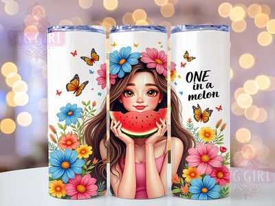 Sweet Summertime, One in a Melon, Tropical Tumbler, 20oz PNG, Watermelon Design, Sublimation Art, Cute Drinkware Sublimation SvggirlplusArt 