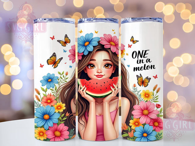 Sweet Summertime, One in a Melon, Tropical Tumbler, 20oz PNG, Watermelon Design, Sublimation Art, Cute Drinkware Sublimation SvggirlplusArt 