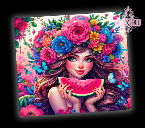 Sweet Summertime, One in a Melon, Tropical Tumbler, 20oz PNG, Watermelon Design, Sublimation Art, Cute Drinkware Sublimation SvggirlplusArt 