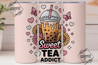 Sweet Tea Addict 20oz Tumbler Wrap Sublimation sassyprint 