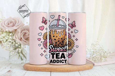 Sweet Tea Addict 20oz Tumbler Wrap Sublimation sassyprint 