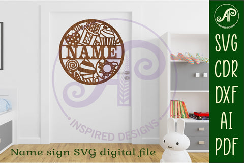 Sweet treats name sign svg laser cut template SVG APInspireddesigns 