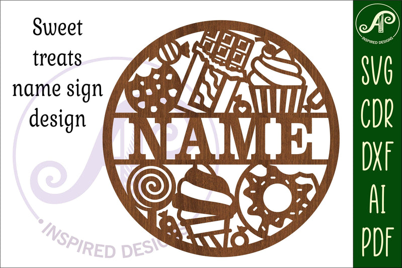 Sweet treats name sign svg laser cut template - So Fontsy