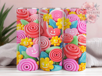 Sweet Valentine Candy Tumbler, Heart and Candy Pattern, Romantic Sweet Design, 20Oz Sublimation Wrap, Cute Candy Art, Love Heart Texture, Tumbler Sublimation Sublimation Li Zamperini 