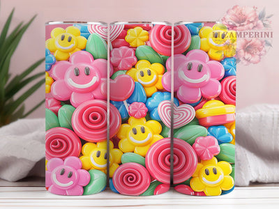 Sweet Valentine Candy Tumbler, Heart and Candy Pattern, Romantic Sweet Design, 20Oz Sublimation Wrap, Cute Candy Art, Love Heart Texture, Tumbler Sublimation Sublimation Li Zamperini 