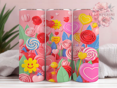 Sweet Valentine Candy Tumbler, Heart and Candy Pattern, Romantic Sweet Design, 20Oz Sublimation Wrap, Cute Candy Art, Love Heart Texture, Tumbler Sublimation Sublimation Li Zamperini 