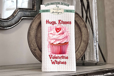 Sweet Valentine Cupcakes Kitchen Towel Sublimation Designs Sublimation Ewe-N-Me Designs 