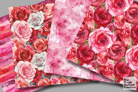 Sweet Valentine Heart Digital Paper Digital Pattern Fine Purple Elephant Creations 