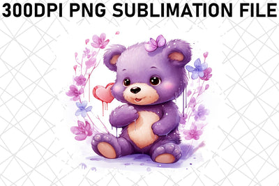 Sweet Valentine's Day Bear Sublimation - Floral Elegance Sublimation afrosvg 