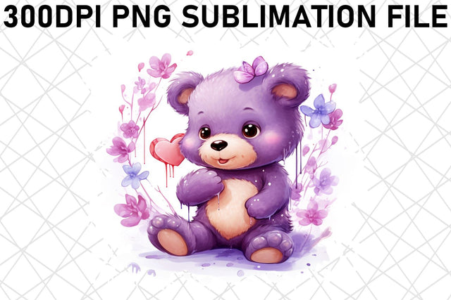 Sweet Valentine's Day Bear Sublimation - Floral Elegance Sublimation afrosvg 