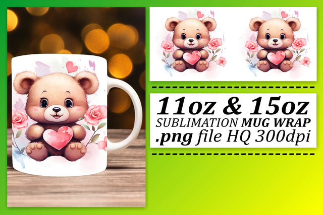 Sweet Valentines Embrace: Watercolor Mug - 11oz & 15oz Sublimation afrosvg 