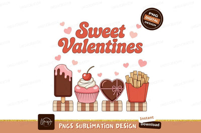 Sweet Valentines treats hearts cupcake Sublimation Designangry 