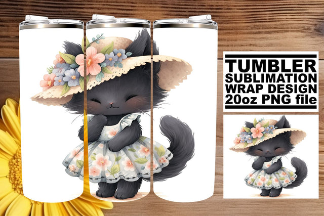 Sweet Watercolor Kitty Tumbler Wrap Sublimation Set Sublimation afrosvg 