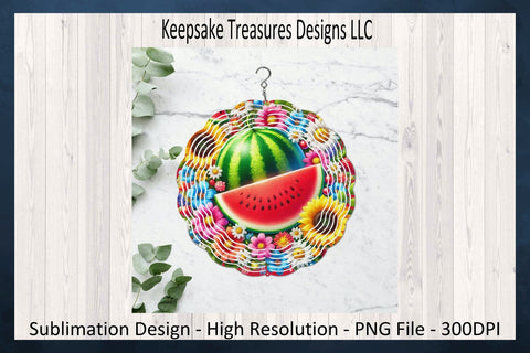 Sweet Watermelon Wind Spinner - Summer PNG Wind Spinner - Summer Fruit Wind Spinner-Sublimation Png Printable Sublimation Keepsake Treasures Designs LLC. 