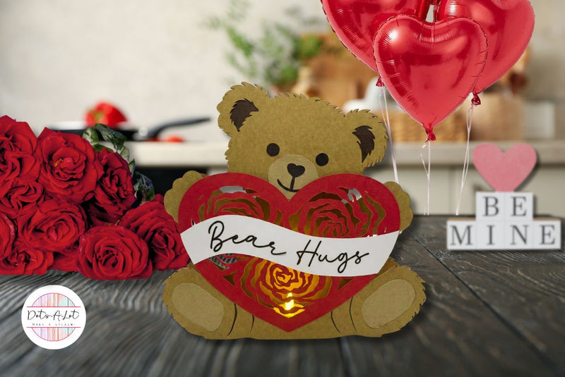 Sweetheart Bear Paper Lanter 3D SVG SVG Dots-A-Lot 