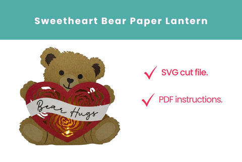 Sweetheart Bear Paper Lanter 3D SVG SVG Dots-A-Lot 